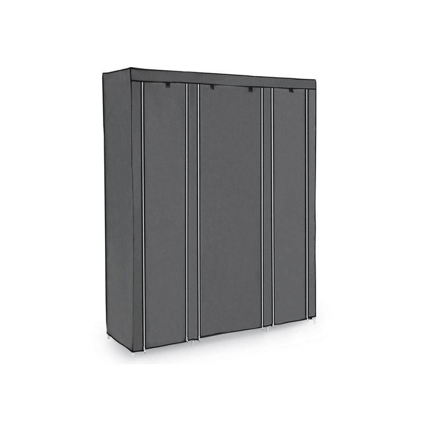 Tekstiilivaatekaappi hyllyillä ja vaatetangolla MATIS 150x175 cm harmaa