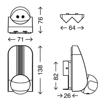 Telefunken 306504TF - Ulkoliikennanturi 180° IP44 hopea