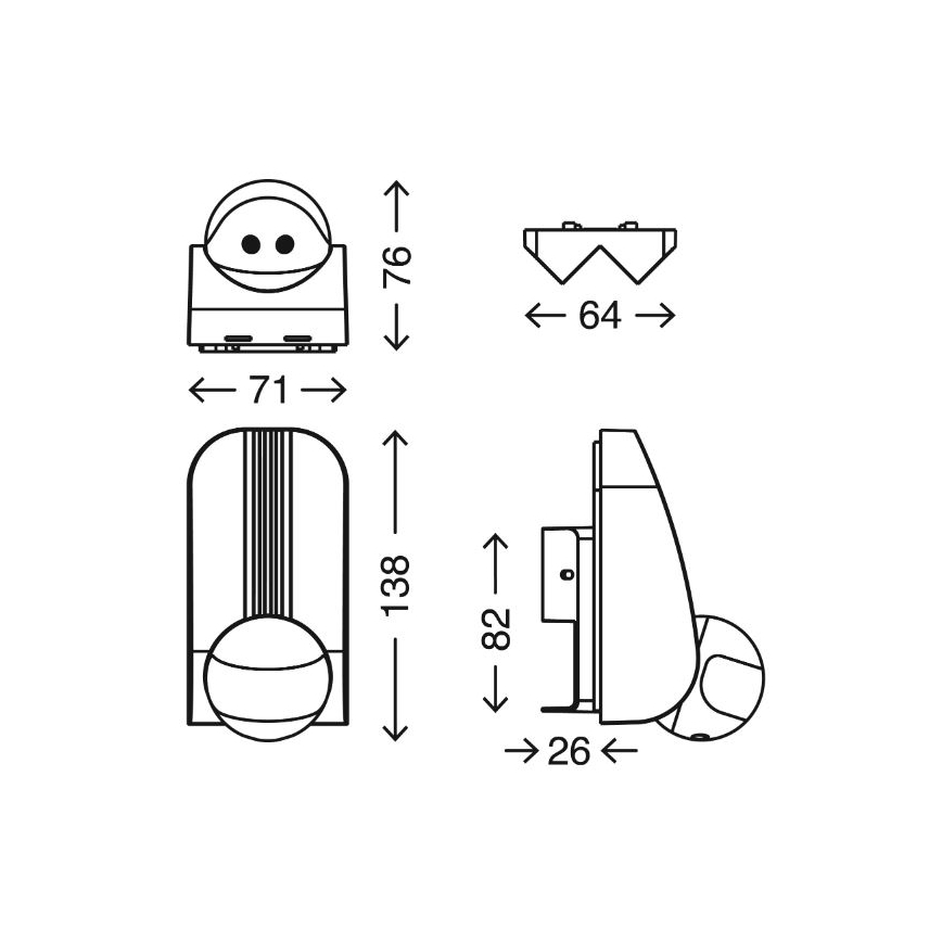 Telefunken 306504TF - Ulkoliikennanturi 180° IP44 hopea