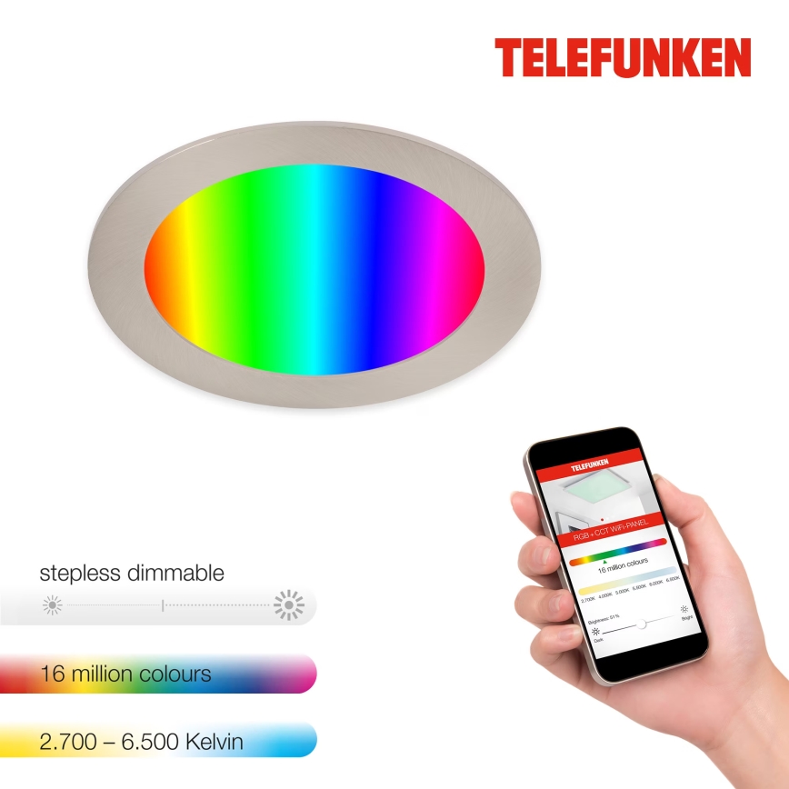 Telefunken 309402TF - LED RGBW Himmennettävä kylpyhuoneen kattovalaisin LED/12W/230V 2700-6500K IP23 Wi-Fi Tuya