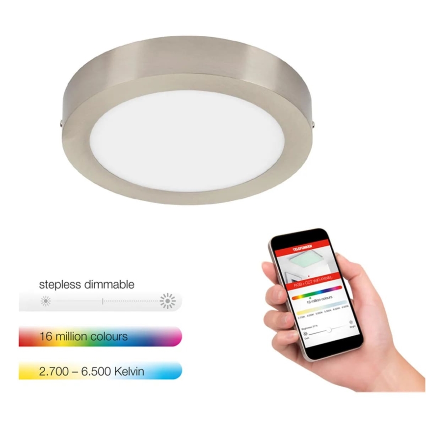 Telefunken 309502TF - LED RGBW Himmennettävä kattovalo LED/18W/230V 2700-6500K Wi-Fi Tuya + kauko-ohjaus
