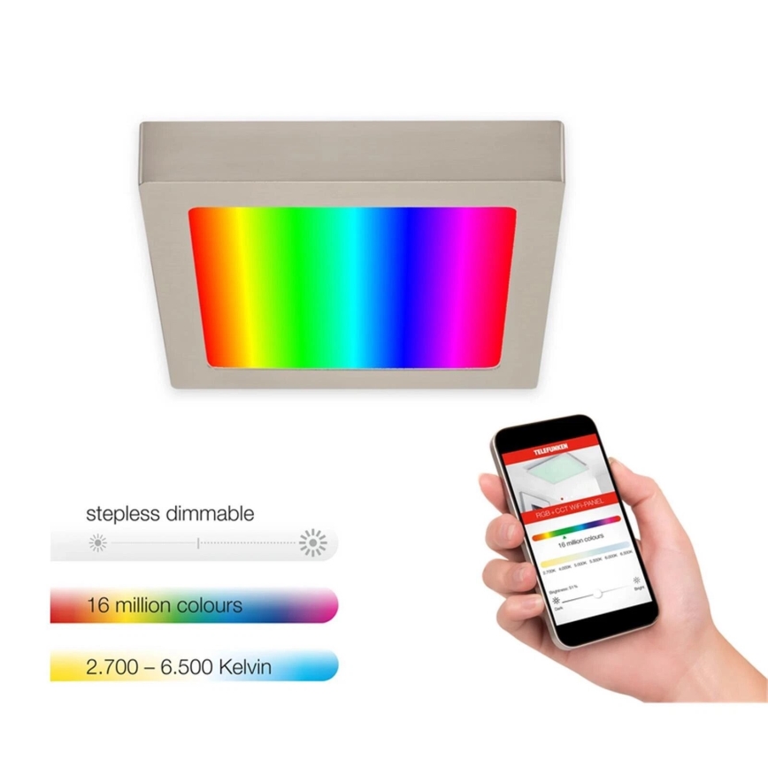Telefunken 309702TF - Himmennettävä LED-RGB-kattovalaisin LED/23W/230V 2700-6500 Wi-Fi Tuya mattakromi