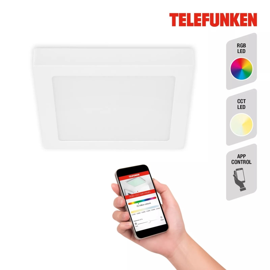 Telefunken 309706TF - Himmennettävä LED-RGB-kattovalaisin LED/23W/230V 2700-6500K Wi-Fi Tuya valkoinen