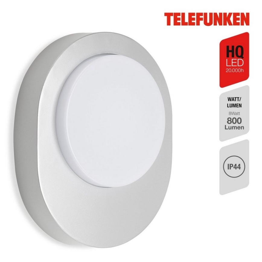 Telefunken 312004TF - LED-ulkoseinävalaisin LED/8W/230V IP44 hopea