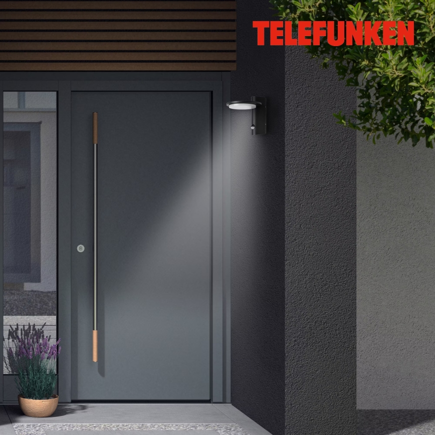 Telefunken 312505TF-LED Ulkovalo anturilla LED/10W/230V IP44 musta