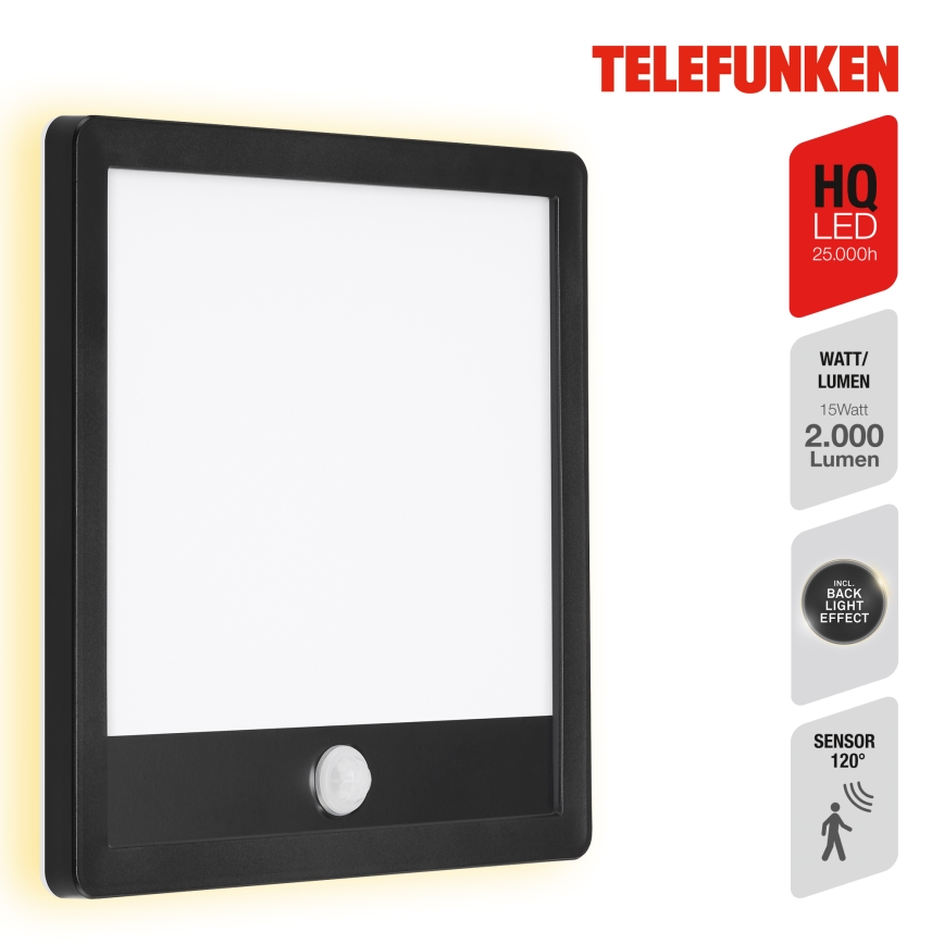 Telefunken 313805TF - LED Ulkovalo anturilla LED/15W/230V IP44