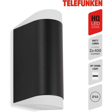 Telefunken 314905TF - LED-ulkoseinävalaisin 2xGU10/5W/230V IP44 musta