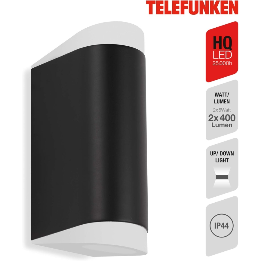 Telefunken 314905TF - LED-ulkoseinävalaisin 2xGU10/5W/230V IP44 musta