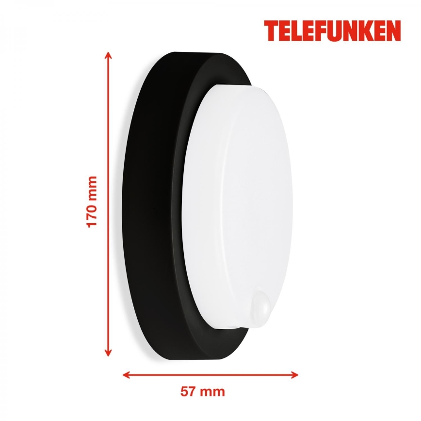 Telefunken 315305TF - LED Ulkovalo anturilla LED/12W/230V IP44 musta