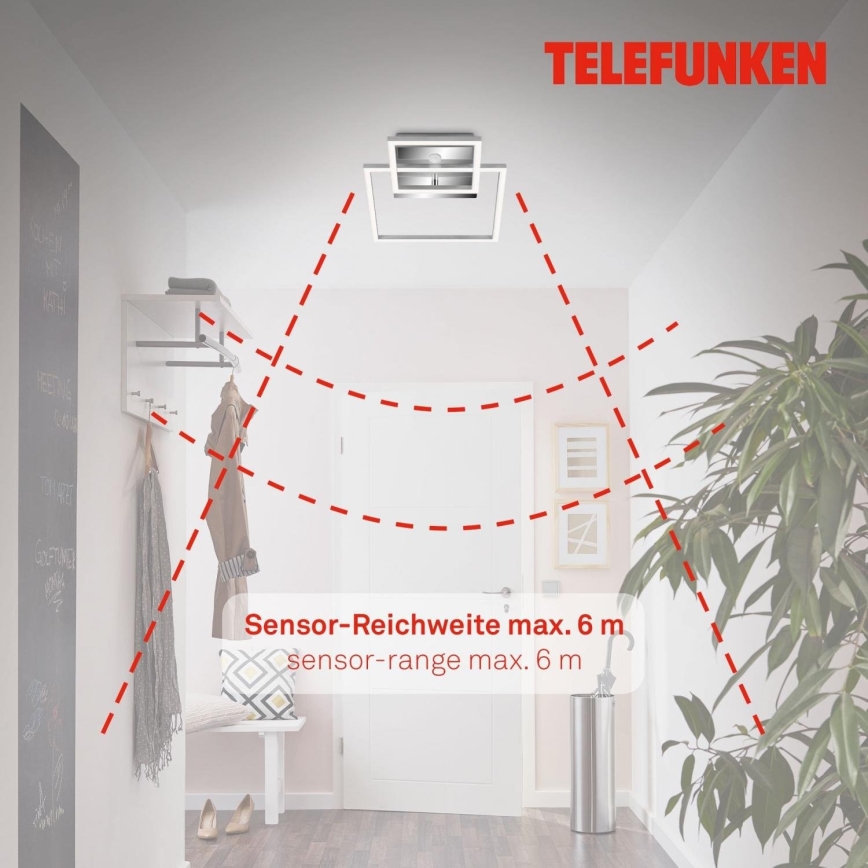 Telefunken 318608TF - LED-kattovalaisin anturilla FRAME LED/17W/230V 3000K mattakromi