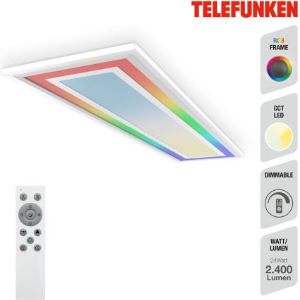 Telefunken 318906TF - LED RGBW Himennettävä kattovalaisin LED/24W/230V 3000-6500K 25x100 cm + kaukosäädin