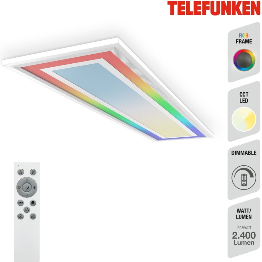 Telefunken 318906TF - LED RGBW Himennettävä kattovalaisin LED/24W/230V 3000-6500K 25x100 cm + kaukosäädin