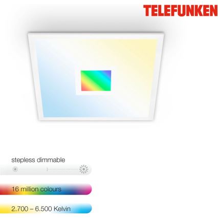 Telefunken 319106TF - RGBW Himmennettävä kattovalaisin LED/24W/230V 2700-6500K valkoinen + kauko-ohjaus