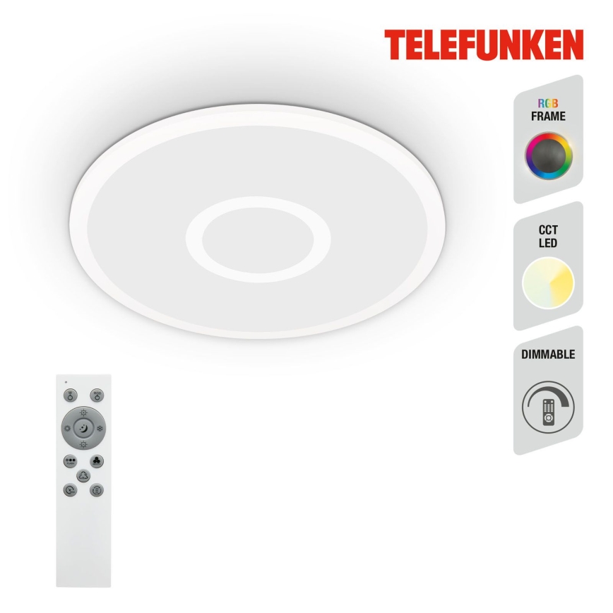 Telefunken 319306TF - LED RGBW Himmennysvalo LED/22W/230V 2700-6500K + kauko-ohjaus