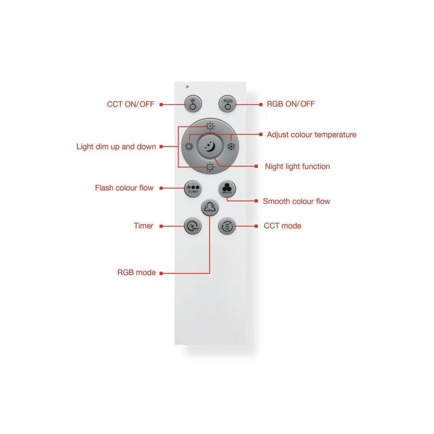 Telefunken 319306TF - LED RGBW Himmennysvalo LED/22W/230V 2700-6500K + kauko-ohjaus