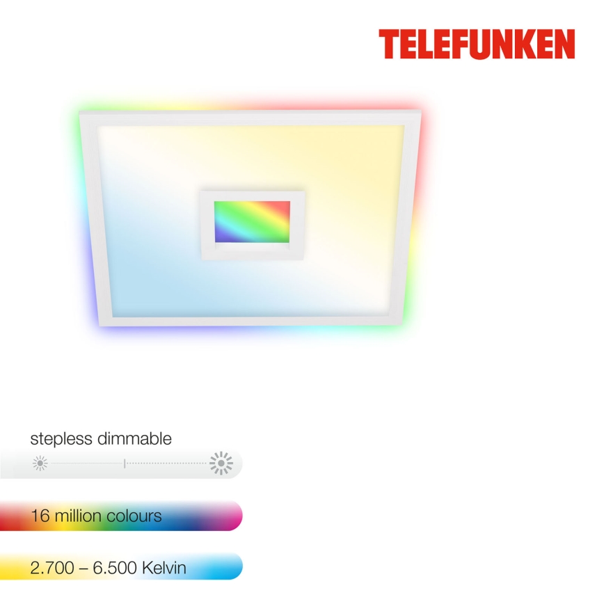 Telefunken 319406TF - RGBW Himmennettävä kattovalaisin LED/24W/230V 2700-6500K valkoinen + kauko-ohjaus