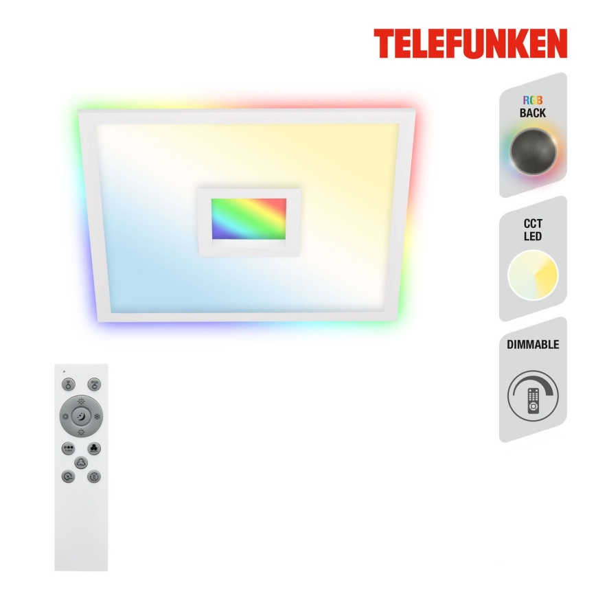 Telefunken 319506TF - RGBW Himmennettävä kattovalaisin LED/36W/230V 2700-6500K valkoinen + kauko-ohjaus
