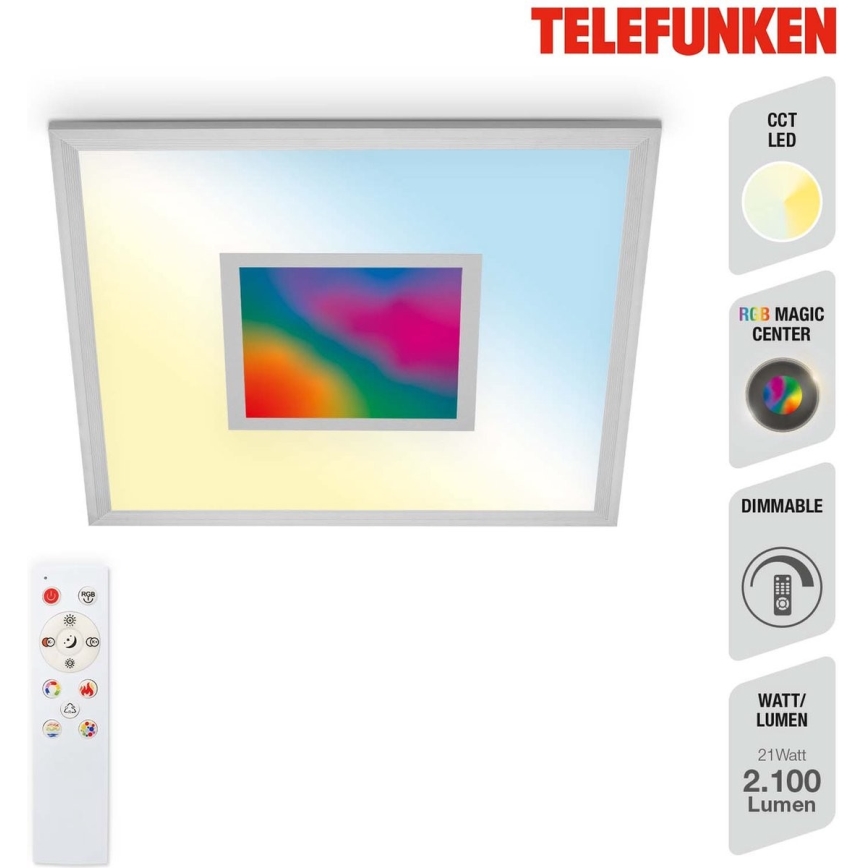 Telefunken 319704TF - Himmennettävä LED-RGB-kattovalaisin LED/24W/230V 3000-6500K + kauko-ohjaus