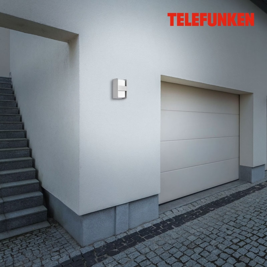 Telefunken 321004TF - Ulkoseinävalaisin 1xE27/12W/230V IP44 hopea