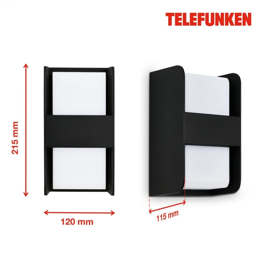 Telefunken 321005TF - Ulkoseinävalaisin 1xE27/12W/230V IP44 musta