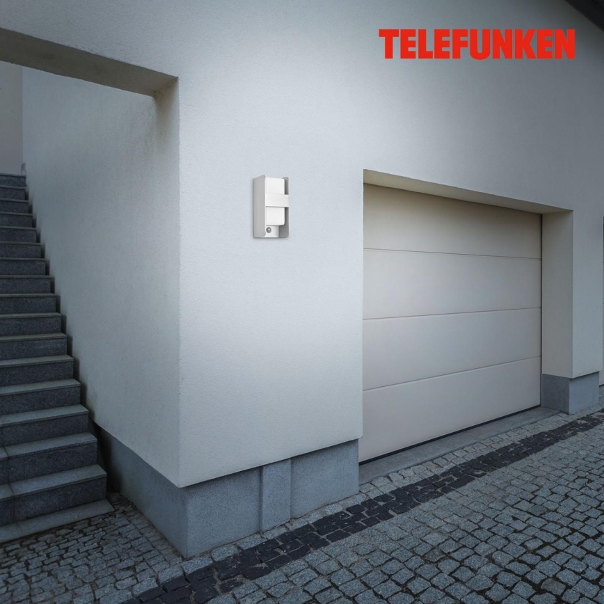 Telefunken 321104TF - Ulkovalo anturilla 1xE27/12W/230V IP44 valkoinen