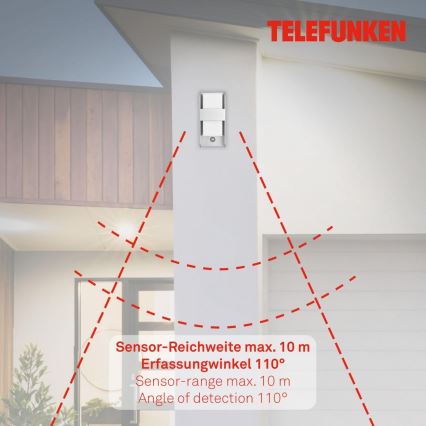 Telefunken 321104TF - Ulkovalo anturilla 1xE27/12W/230V IP44 valkoinen
