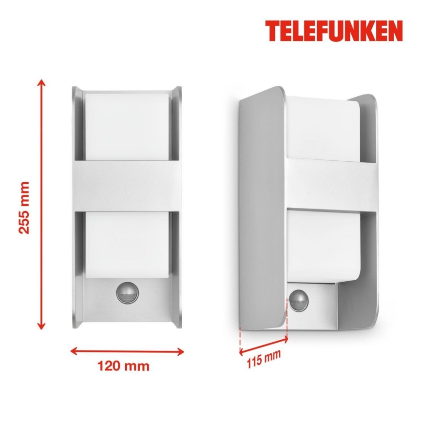 Telefunken 321104TF - Ulkovalo anturilla 1xE27/12W/230V IP44 valkoinen