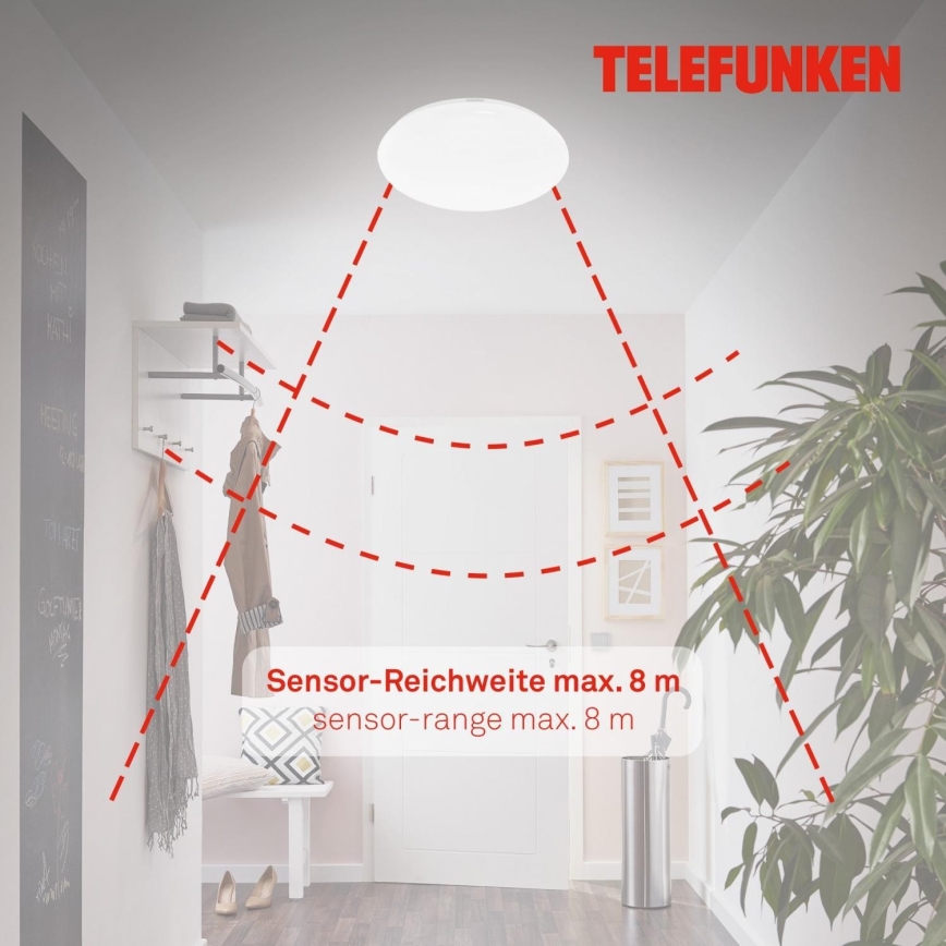 Telefunken 601306TF - LED-kattovalaisin kylpyhuoneeseen anturilla LED/20W/230V IP44 halkaisija 40 cm