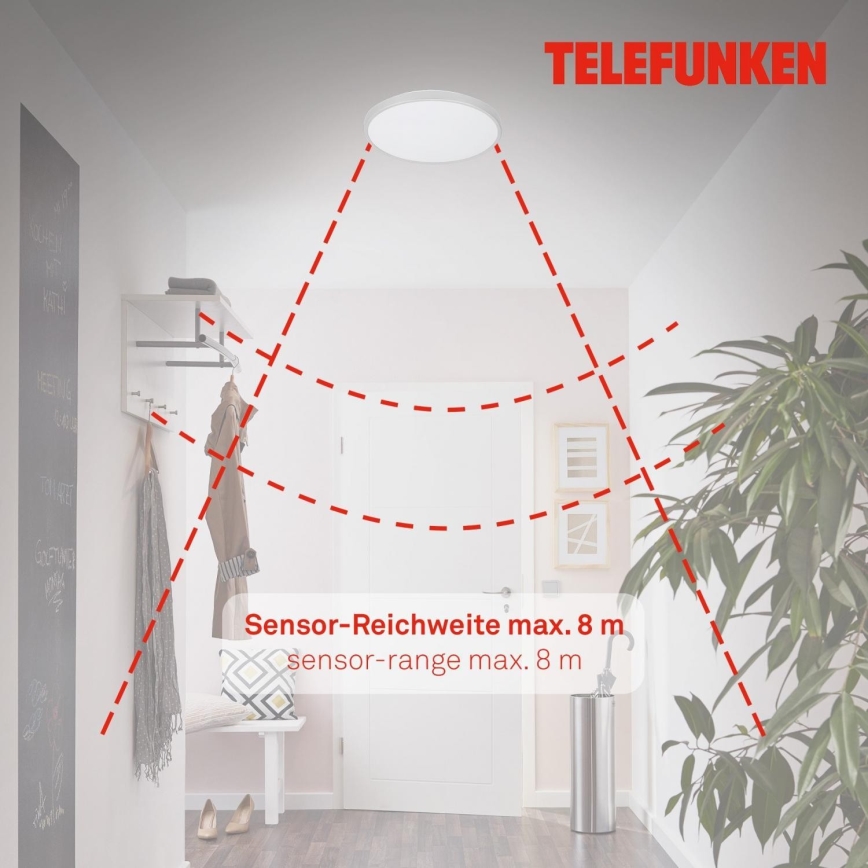Telefunken 601604TF - LED-kattovalaisin kylpyhuoneeseen anturilla LED/12W/230V IP44 halkaisija 29 cm