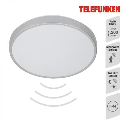 Telefunken 601604TF - LED-kattovalaisin kylpyhuoneeseen anturilla LED/12W/230V IP44 halkaisija 29 cm