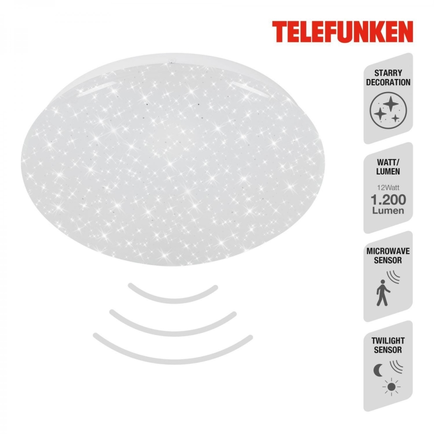 Telefunken 601706TF - LED-kattovalaisin anturilla LED/12W/230V halkaisija 27 cm