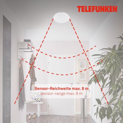 Telefunken 602006TF - LED-kattovalaisin kylpyhuoneeseen anturilla LED/15W/230V IP44 4000K
