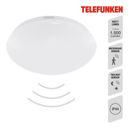 Telefunken 602006TF - LED-kattovalaisin kylpyhuoneeseen anturilla LED/15W/230V IP44 4000K