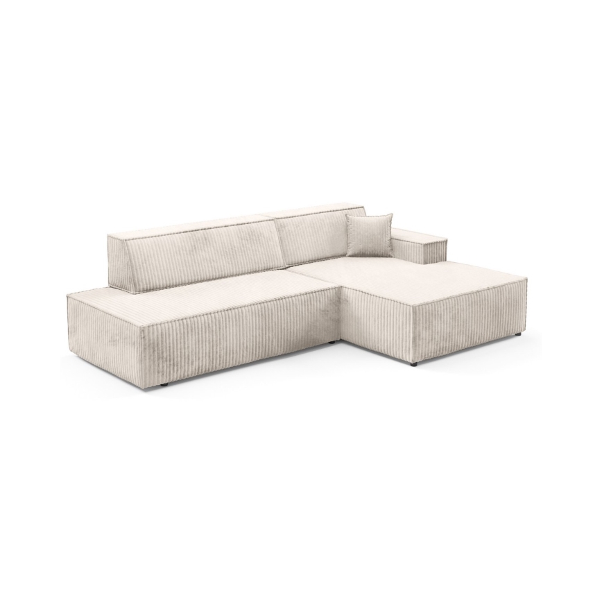 TERAMO L-mallinen oikeanpuoleinen avattava kulmasohva säilytystilalla, beige