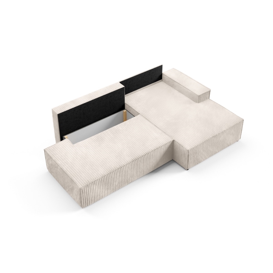 TERAMO L-mallinen oikeanpuoleinen avattava kulmasohva säilytystilalla, beige