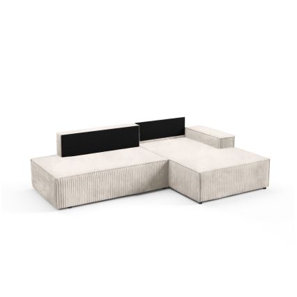 TERAMO L-mallinen oikeanpuoleinen avattava kulmasohva säilytystilalla, beige