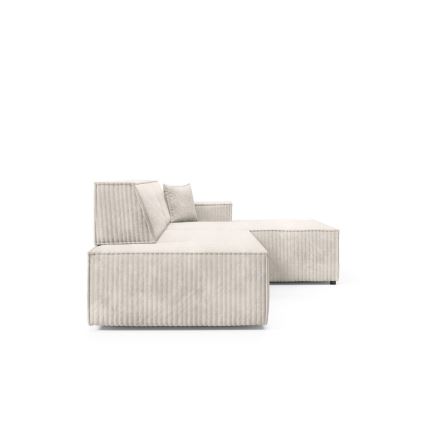 TERAMO L-mallinen oikeanpuoleinen avattava kulmasohva säilytystilalla, beige