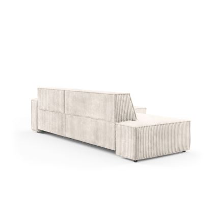 TERAMO L-mallinen oikeanpuoleinen avattava kulmasohva säilytystilalla, beige