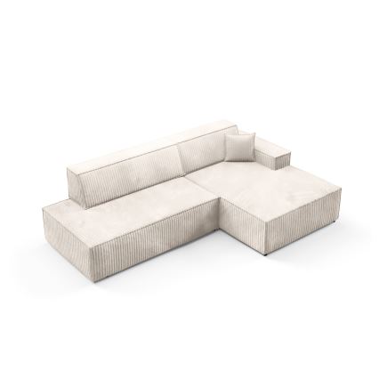 TERAMO L-mallinen oikeanpuoleinen avattava kulmasohva säilytystilalla, beige