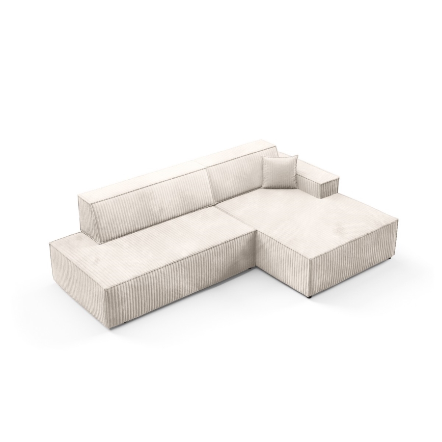 TERAMO L-mallinen oikeanpuoleinen avattava kulmasohva säilytystilalla, beige