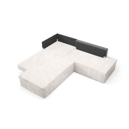 TERAMO oikeanpuoleinen L-muotoinen vuodesohva säilytystilalla, beige