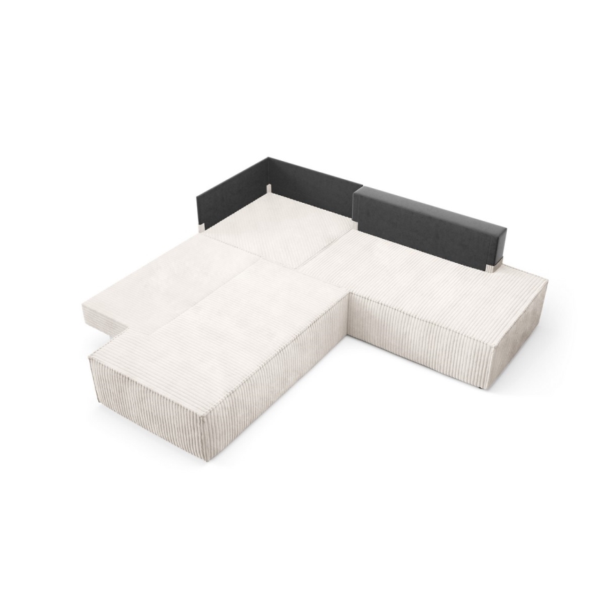 TERAMO oikeanpuoleinen L-muotoinen vuodesohva säilytystilalla, beige