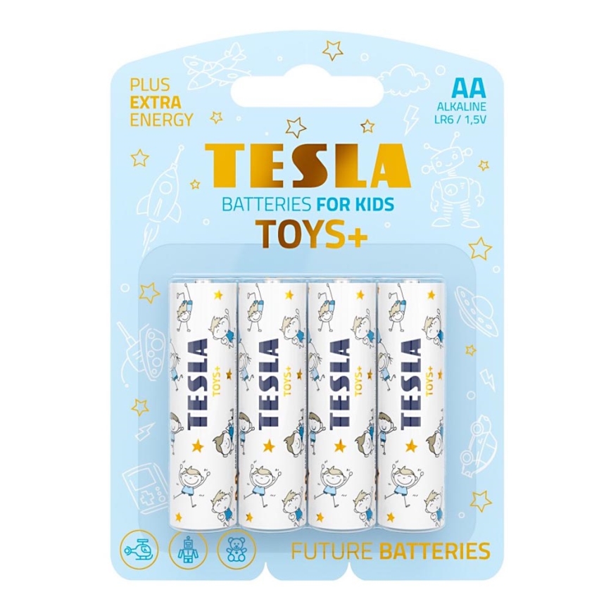 Tesla Batteries - 4 kpl Alkaliparisto AA TOYS+ 1,5V 2900 mAh