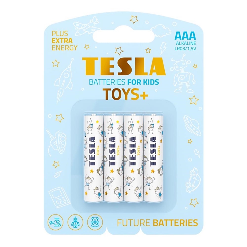 Tesla Batteries - 4 kpl Alkaliparisto AAA TOYS+ 1,5V 1300 mAh