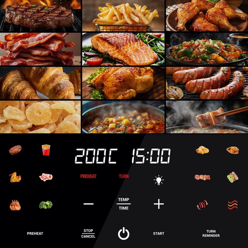 TESLA Electronics AirCook - Älykäs monitoiminen digitaalinen Air fryer 9 l 1700W/230V Wi-Fi
