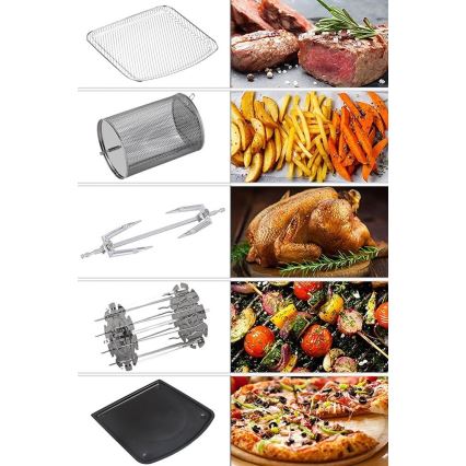 TESLA Electronics AirCook & Grill - Smart monitoiminen digitaalinen hot air fryer 12 l 1800W/230V Wi-Fi