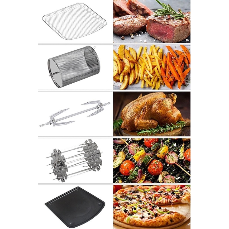 TESLA Electronics AirCook & Grill - Smart monitoiminen digitaalinen hot air fryer 12 l 1800W/230V Wi-Fi