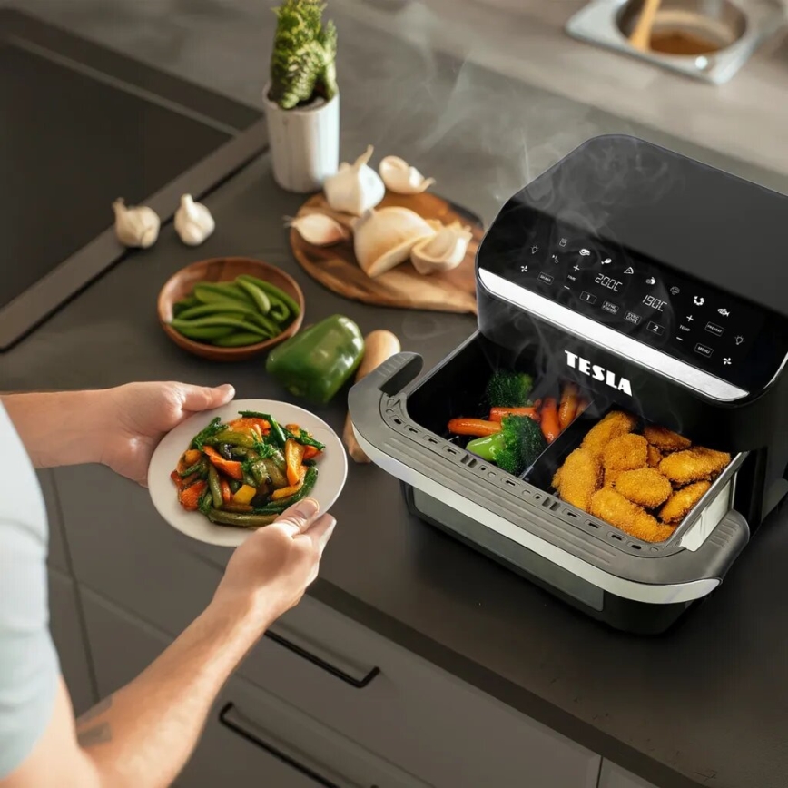 TESLA Electronics AirCook - Monitoiminen kaksoisdigitaalinen kuumailmapaistinu 10 l 2400W/230V