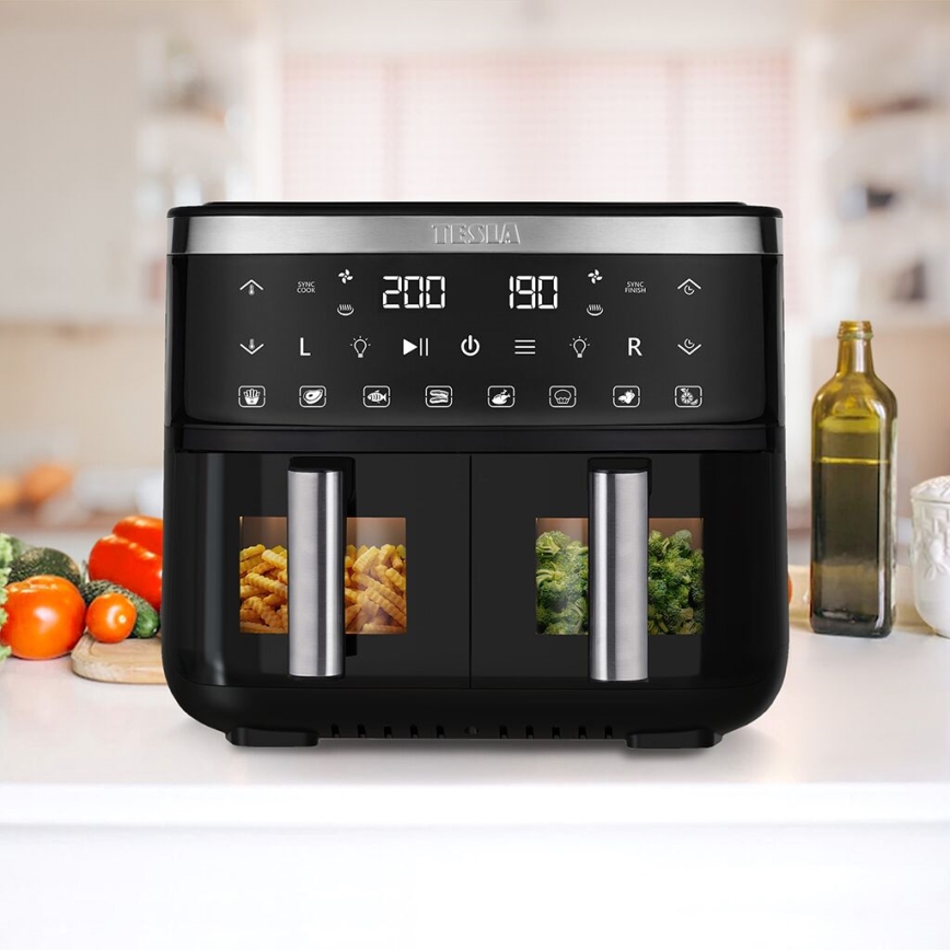 TESLA Electronics AirCook - Monitoiminen kaksoisdigitaalinen air fryer 7,6 l 2850W/230V