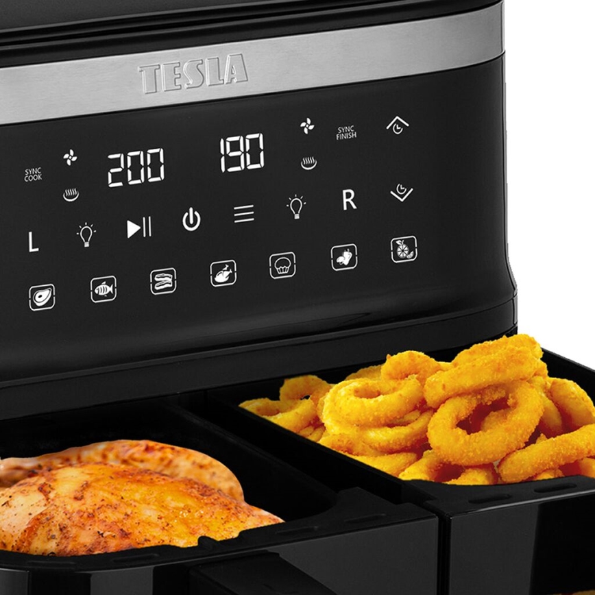 TESLA Electronics AirCook - Monitoiminen kaksoisdigitaalinen air fryer 7,6 l 2850W/230V
